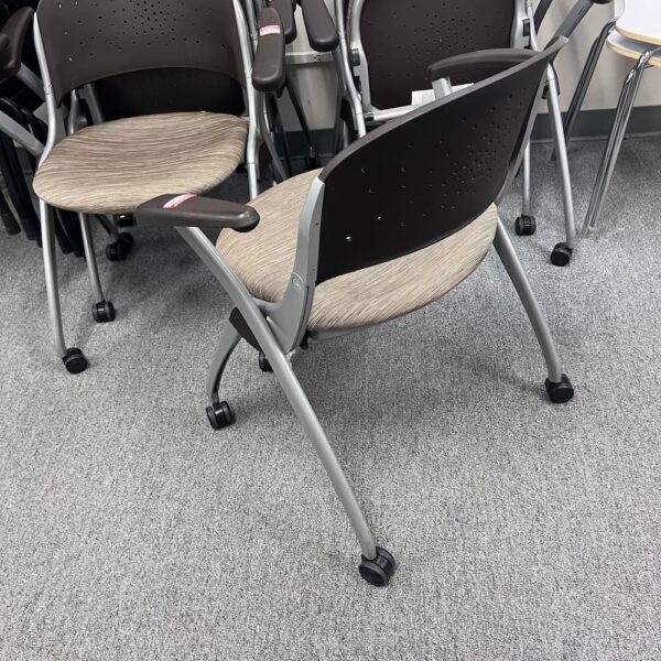 brown nesting flip seat training chairs rolling used