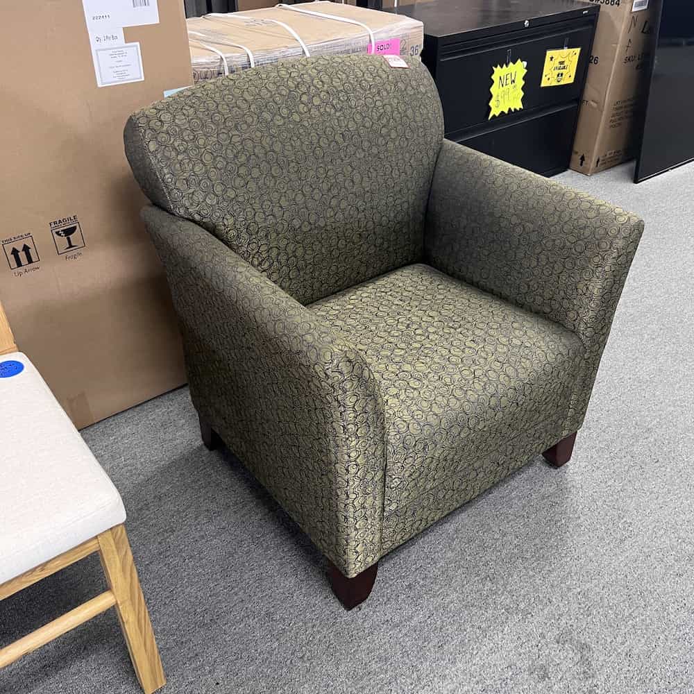 Gunlocke Green and Black Circles Arm Chair Office Furniture Liquidations