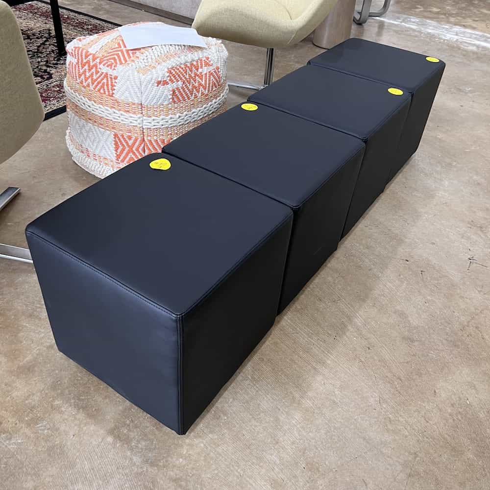 New - 17 Black Antimicrobial Vinyl Square Modular Furniture Ottoman