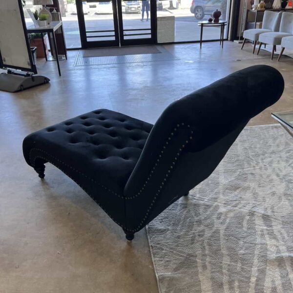 black velvet scrolled chaise lounge