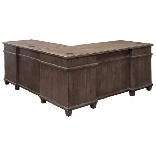 monroe collection executive l-desk, farmhouse style, dove grey