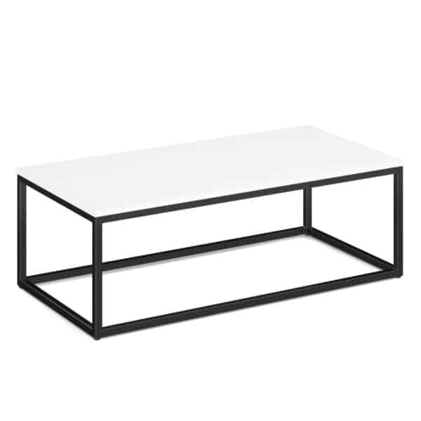 new white laminate rectangle coffee table black base modern