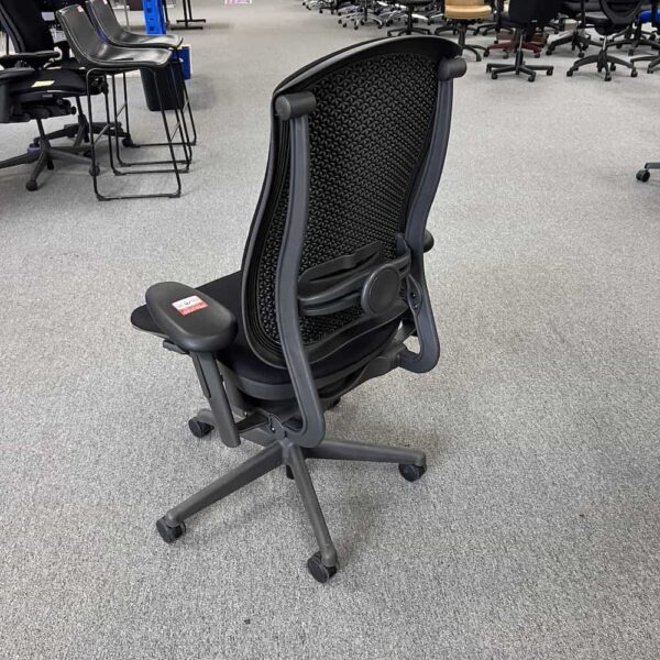 grey and black upholstered herman miller cell task chair used