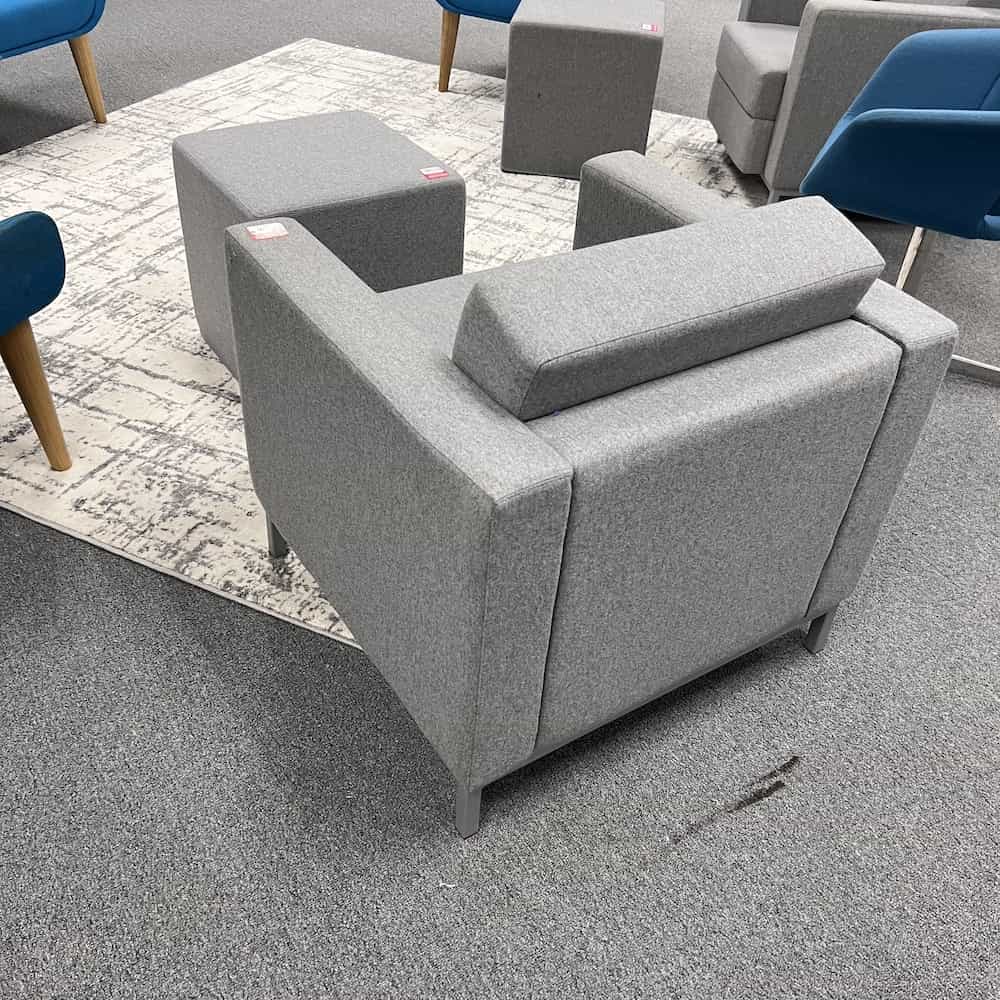 grey upholstered arm chair club with ottoman modern square