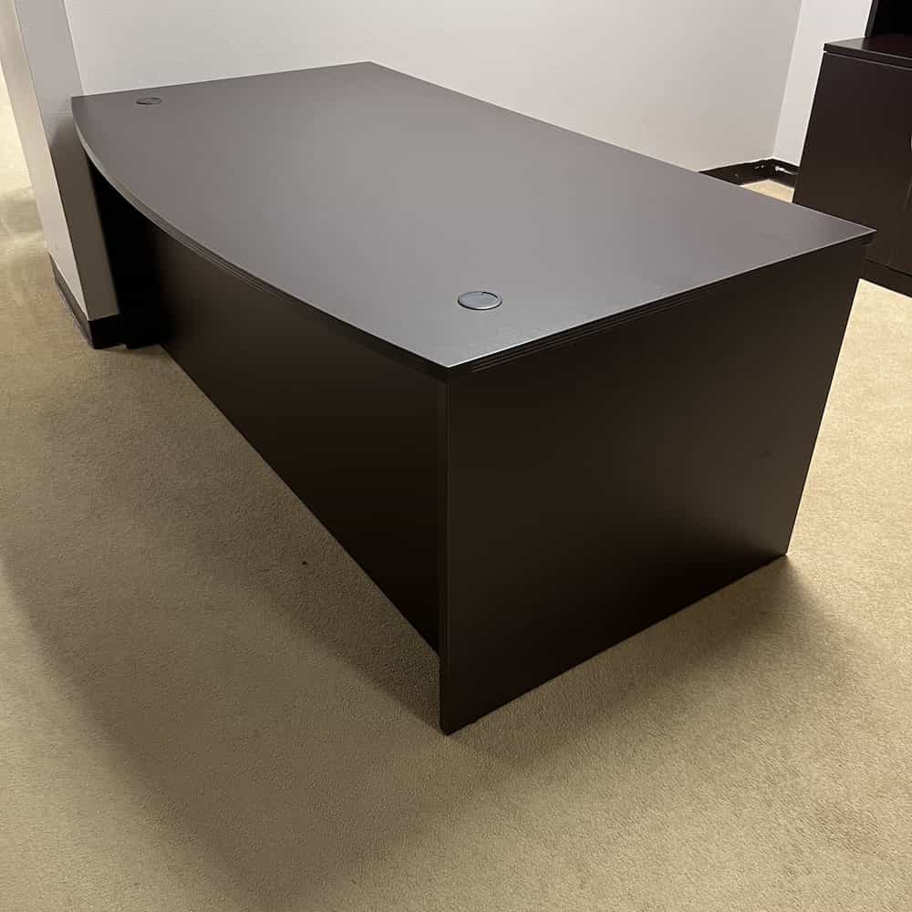 new laminate desk shell bowfront shown in espresso