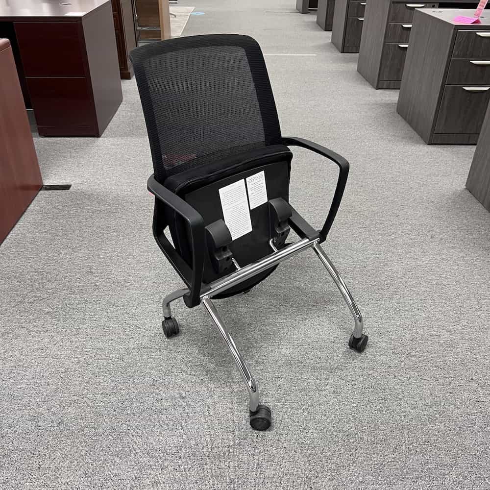 black mesh back chair nesting rolling amq steelcase used