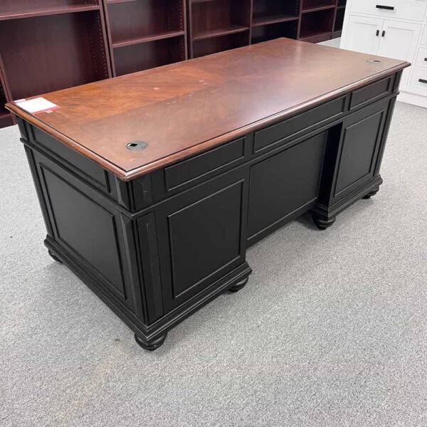 black and mahogany wood vneer executive traditional desk