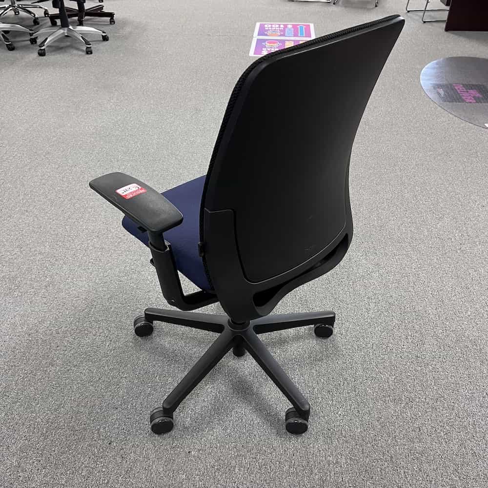 black mesh back and blue upholstered seat amia task chair steelcase used