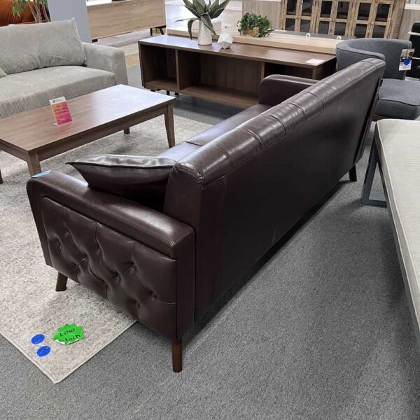 brown vinyl sofa tufted modern couch