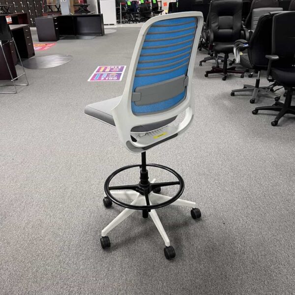 blue mesh back steelcase series 2 office stool chair