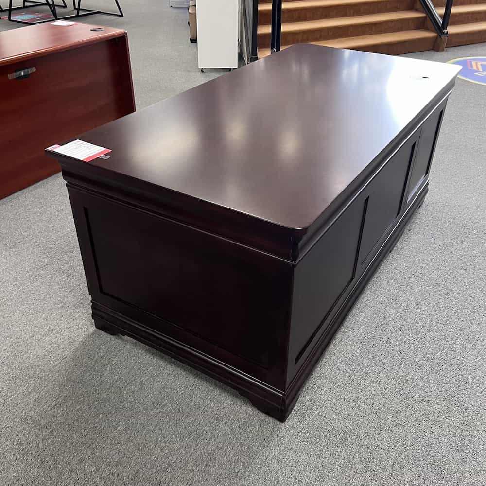 NBS executive l-desk missing return mahogany veneer brown