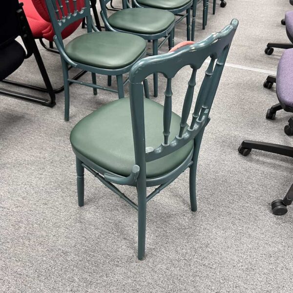 green dining chair with vinyl seat