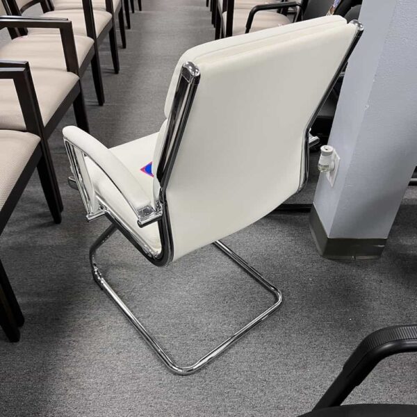 white vinyl and chrome base guest chair modern