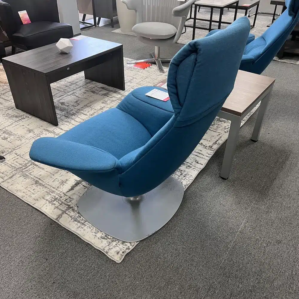 blue upholstery Massaud lounge chair Steelcase arm swivel