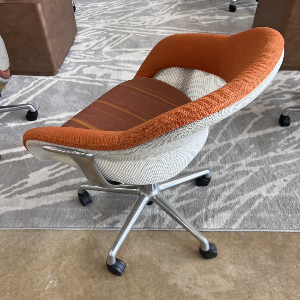 orange sw chair with chrome base steelcase coalesse used san antonio