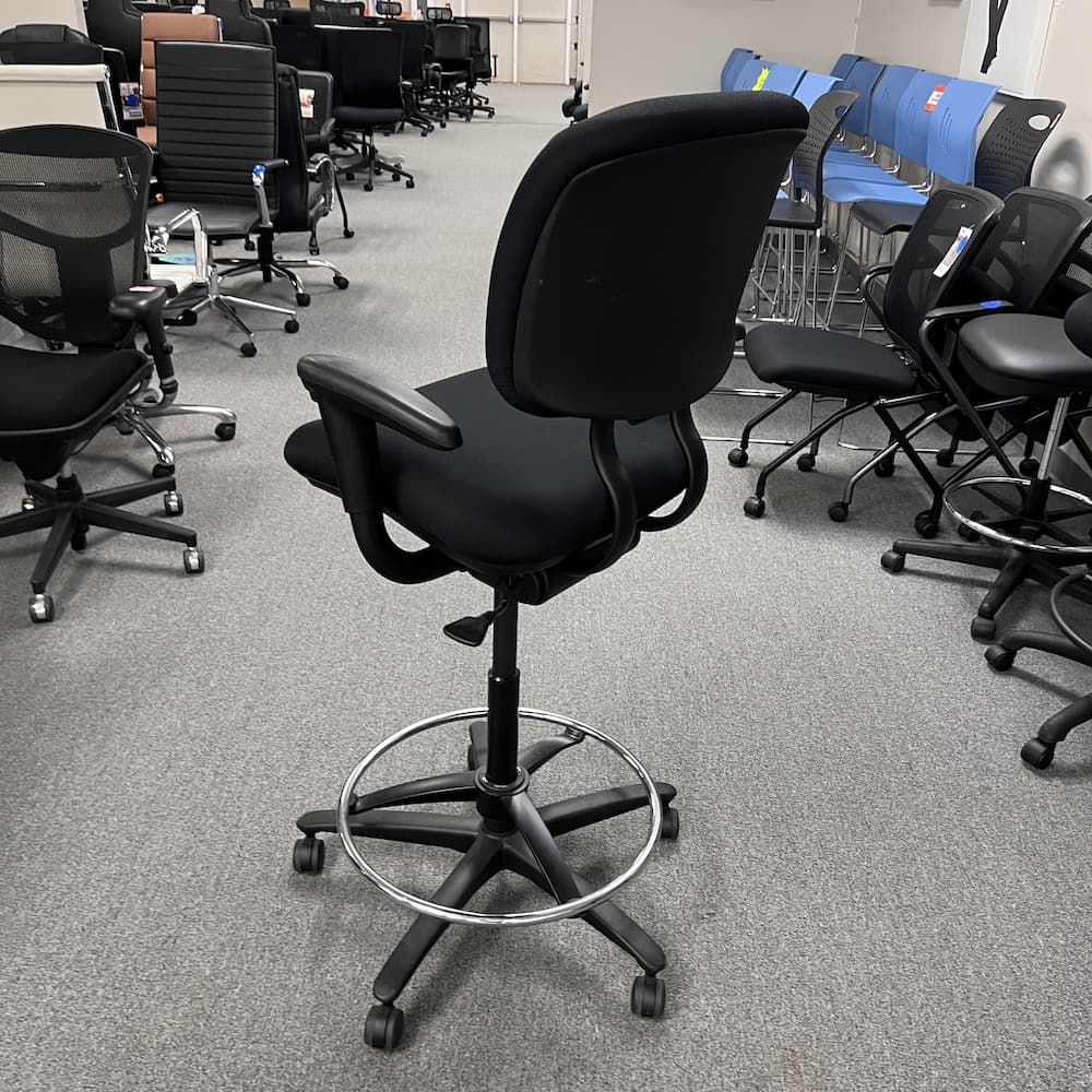 black upholstered task stool office haworth improv used