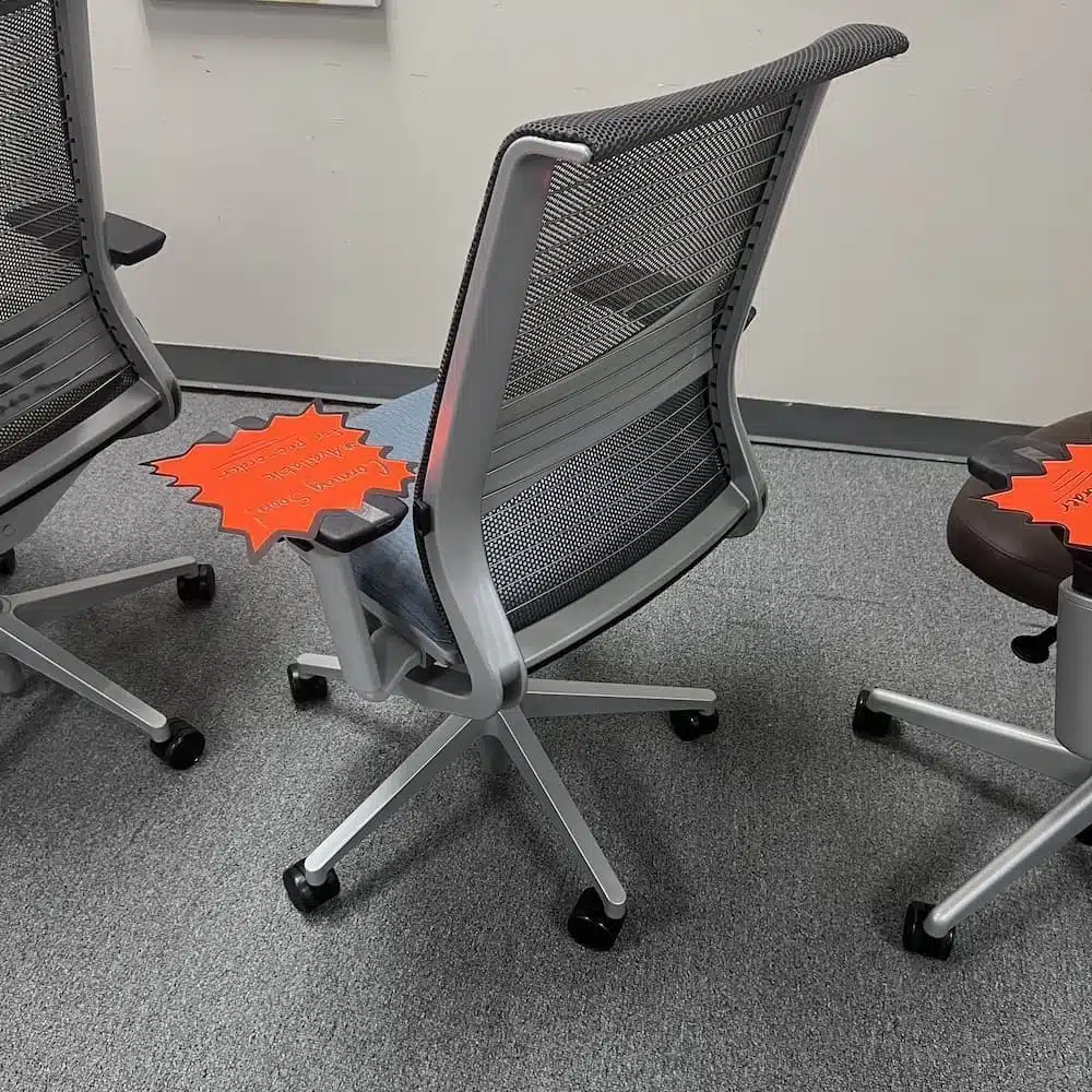 blue upholstered Steelcase think office chair used