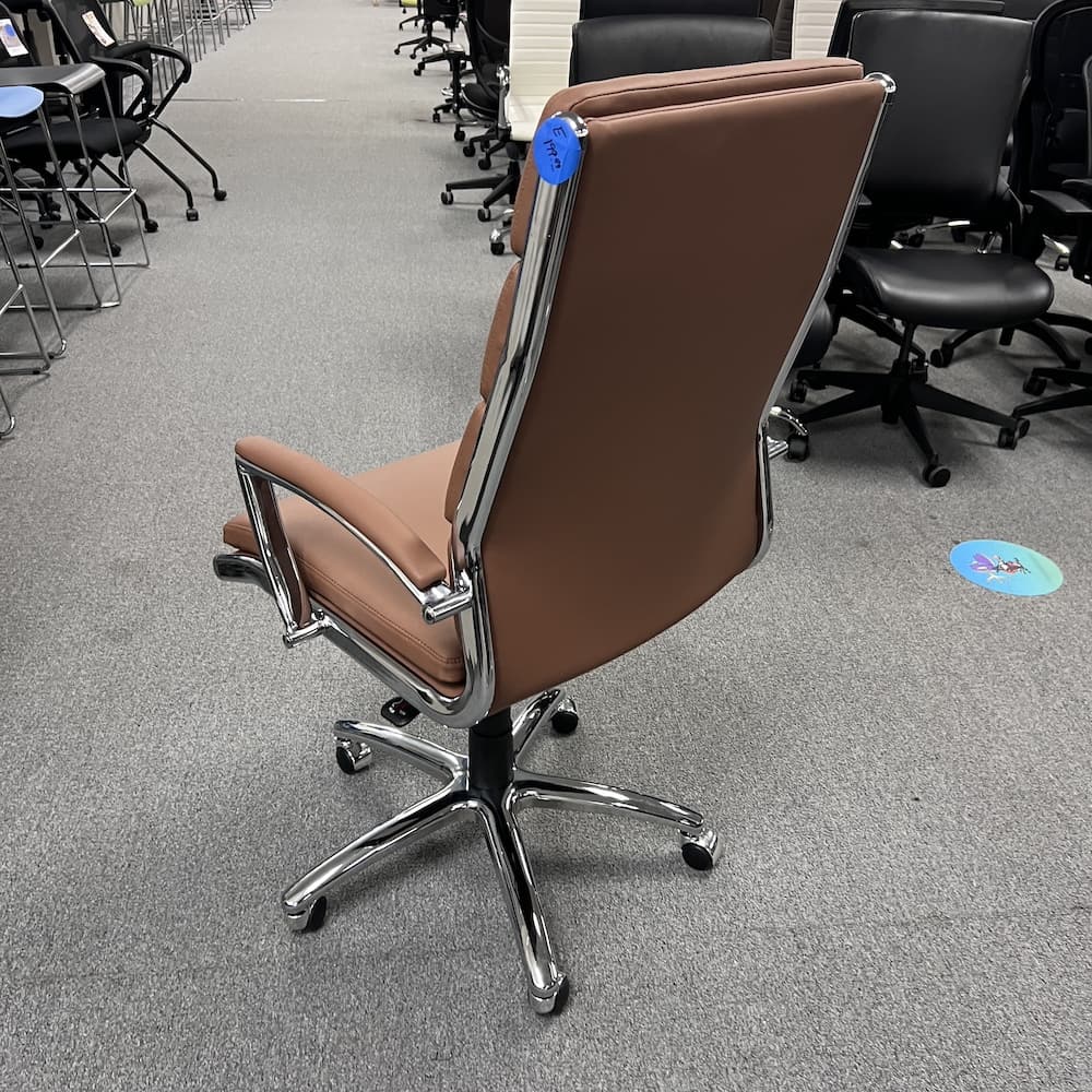 brown tan camel vinyl and chrome base task chair modern