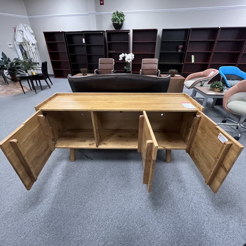 reclaim wood oak credenza buffet console tv storage with 3 doors