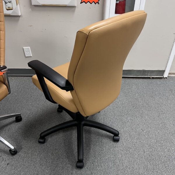 Tan butterscotch vinyl leather look global synopsis office conference chair