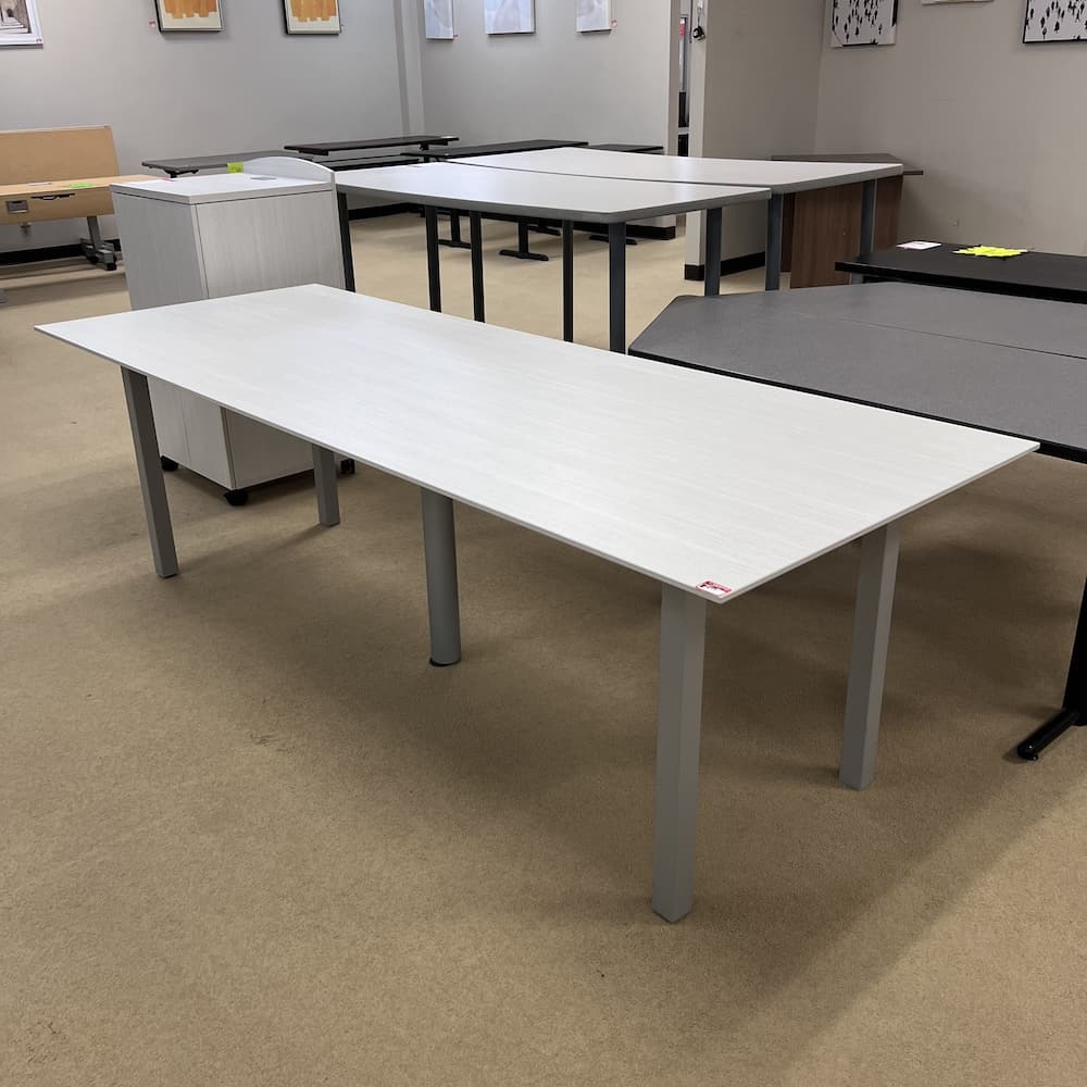 white salta laminate rectangle conference table Lacasse groupe used furniture office