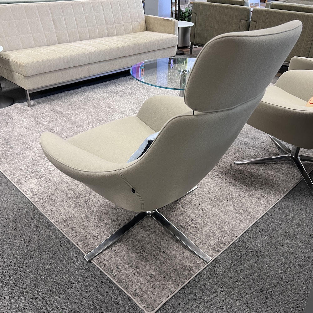 beige upholstery Bob swivel chair steelcase coalesse lounge commercial seating used womb wing headrest