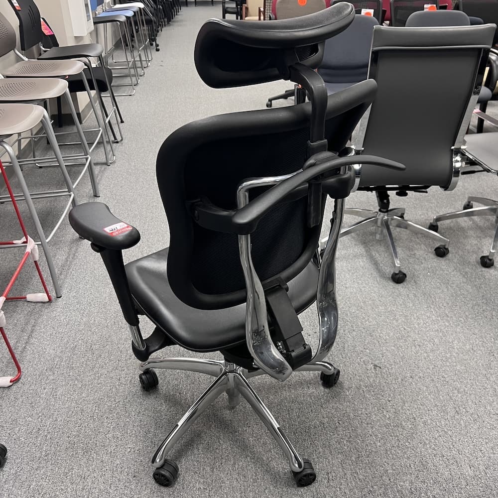 black bonded leather ergonomic chair used work pro 767E