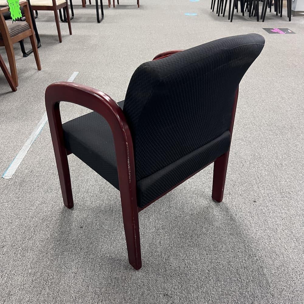 guest chair black upholstery and cherry arms