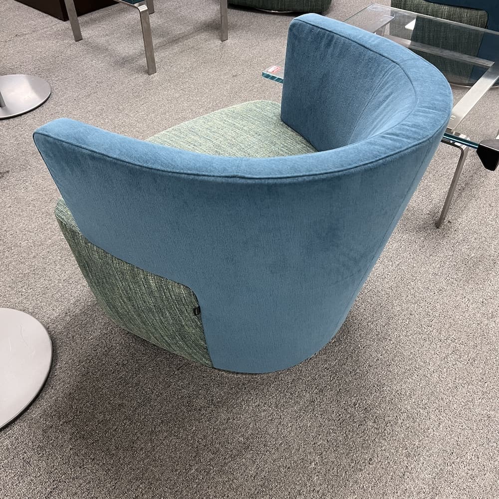 blue and green upholstery Joel swivel chair steelcase coalesse lounge commercial seating used