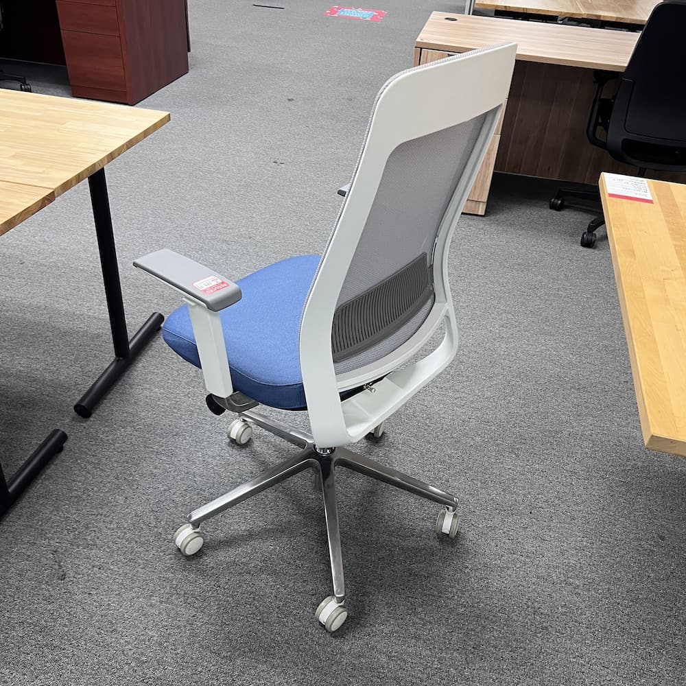 blue seat, grey back task chair steelcase AMQ