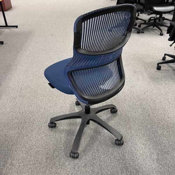 blue upholstered knoll generation task chair used no arms