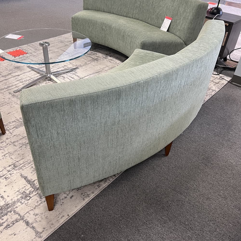 green upholstery rounded circa coalesse corner seating commercial used