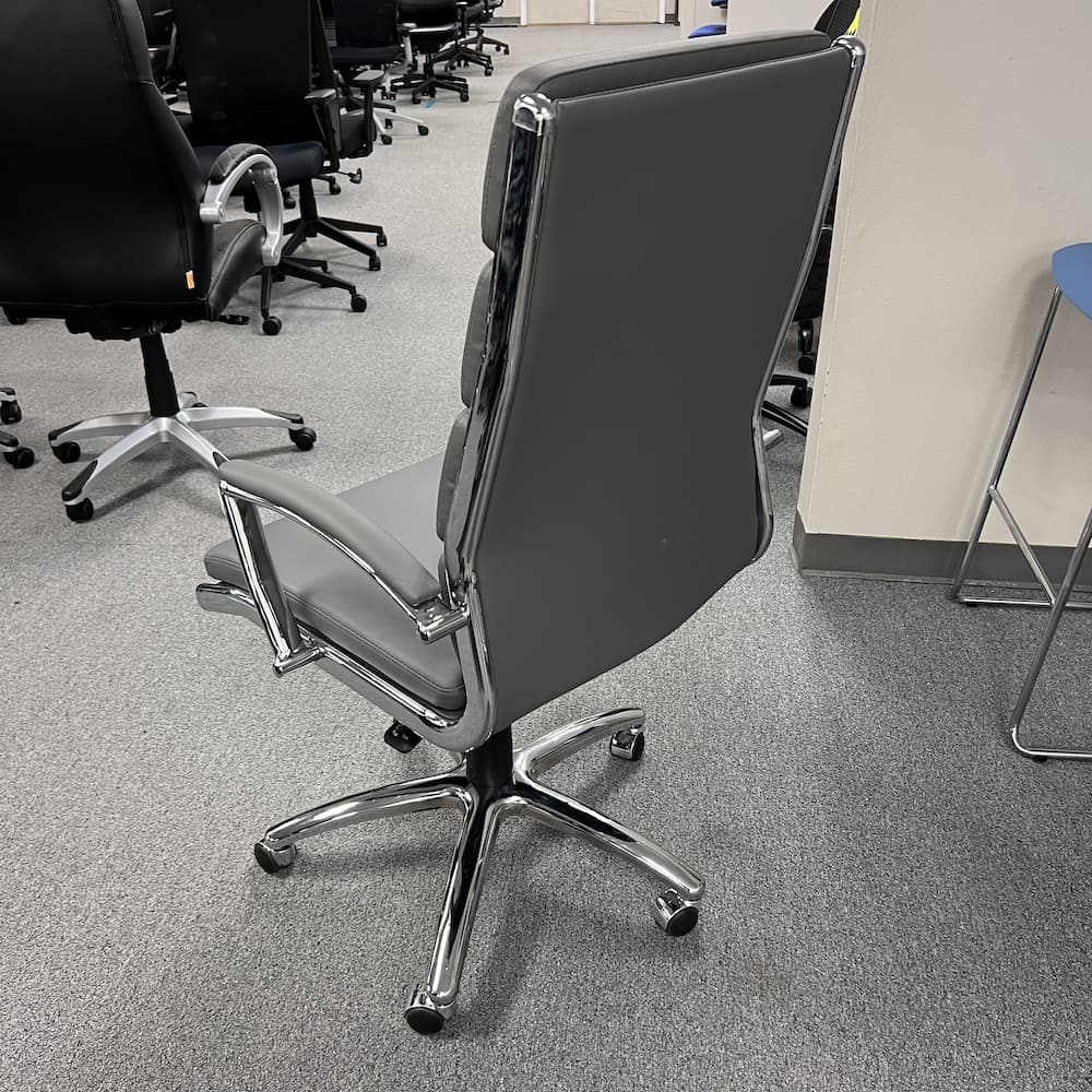 grey high back conference chair executive chair vinyl chrome