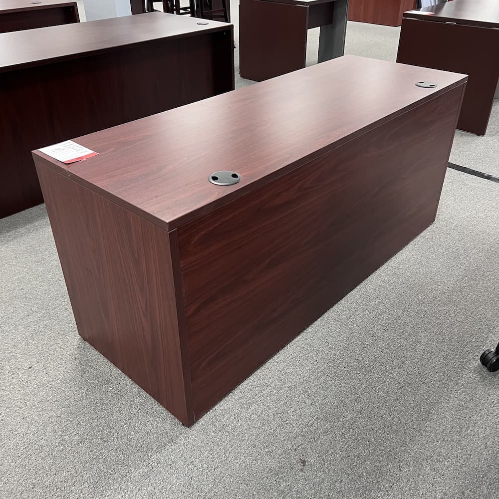 mahogany desk credenza laminate with hanging box file and silver pulls hon brand used