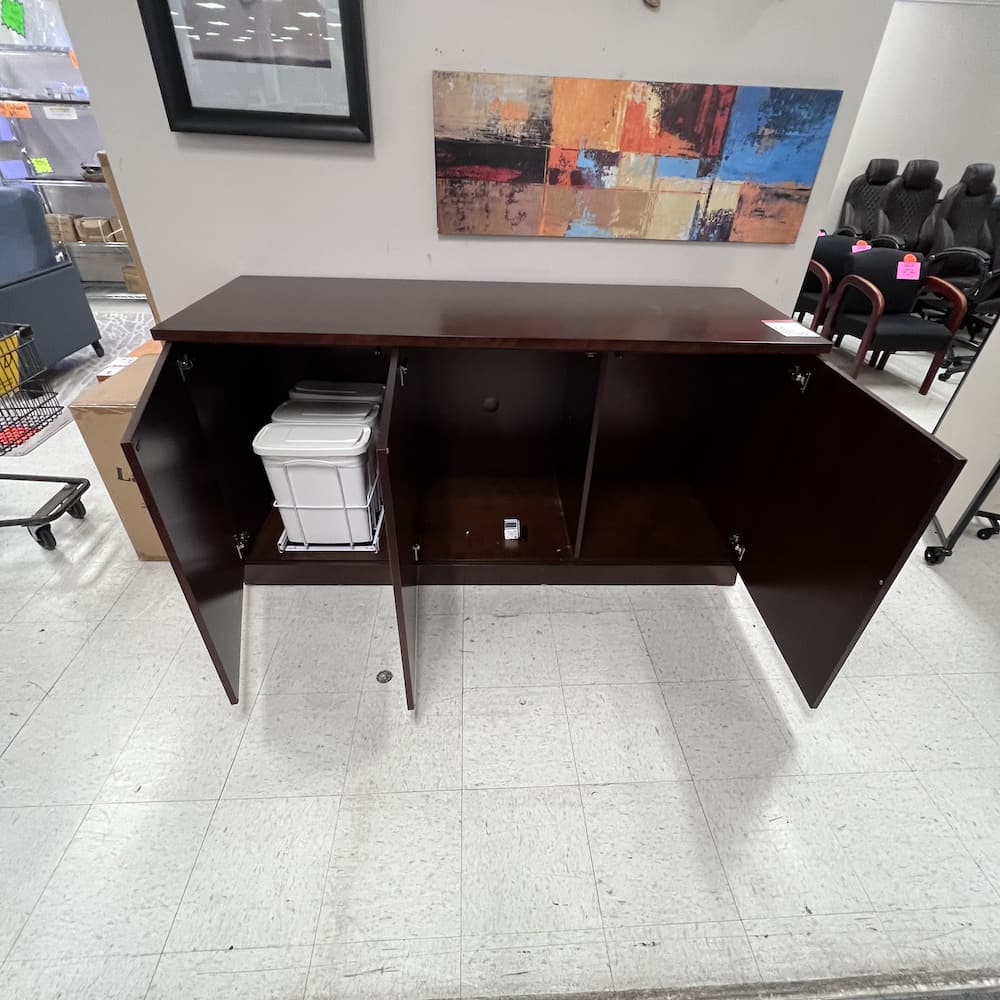 mahogany credenza storage cabinet 3 doors veneer wood