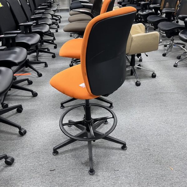 steelcase orange office stool no wheels