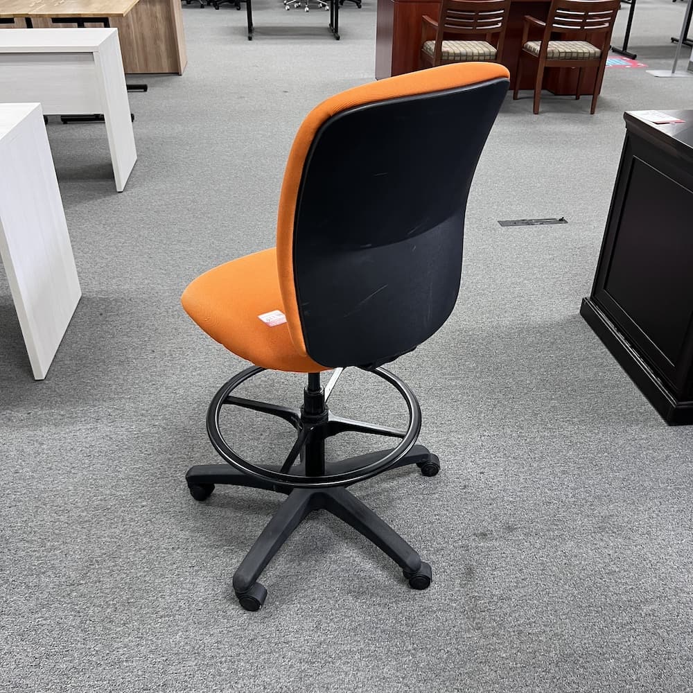 steelcase orange office stool with wheels