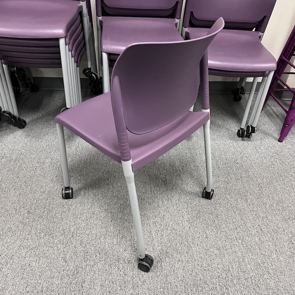 purple plastic rolling stacking chair sitonit influx series