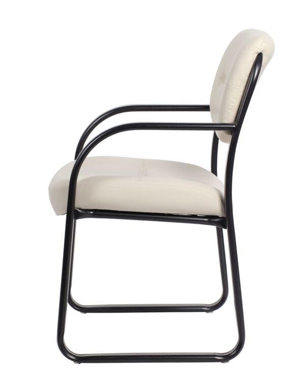 side kick vinyl chair black arms and base with beige vinyl new