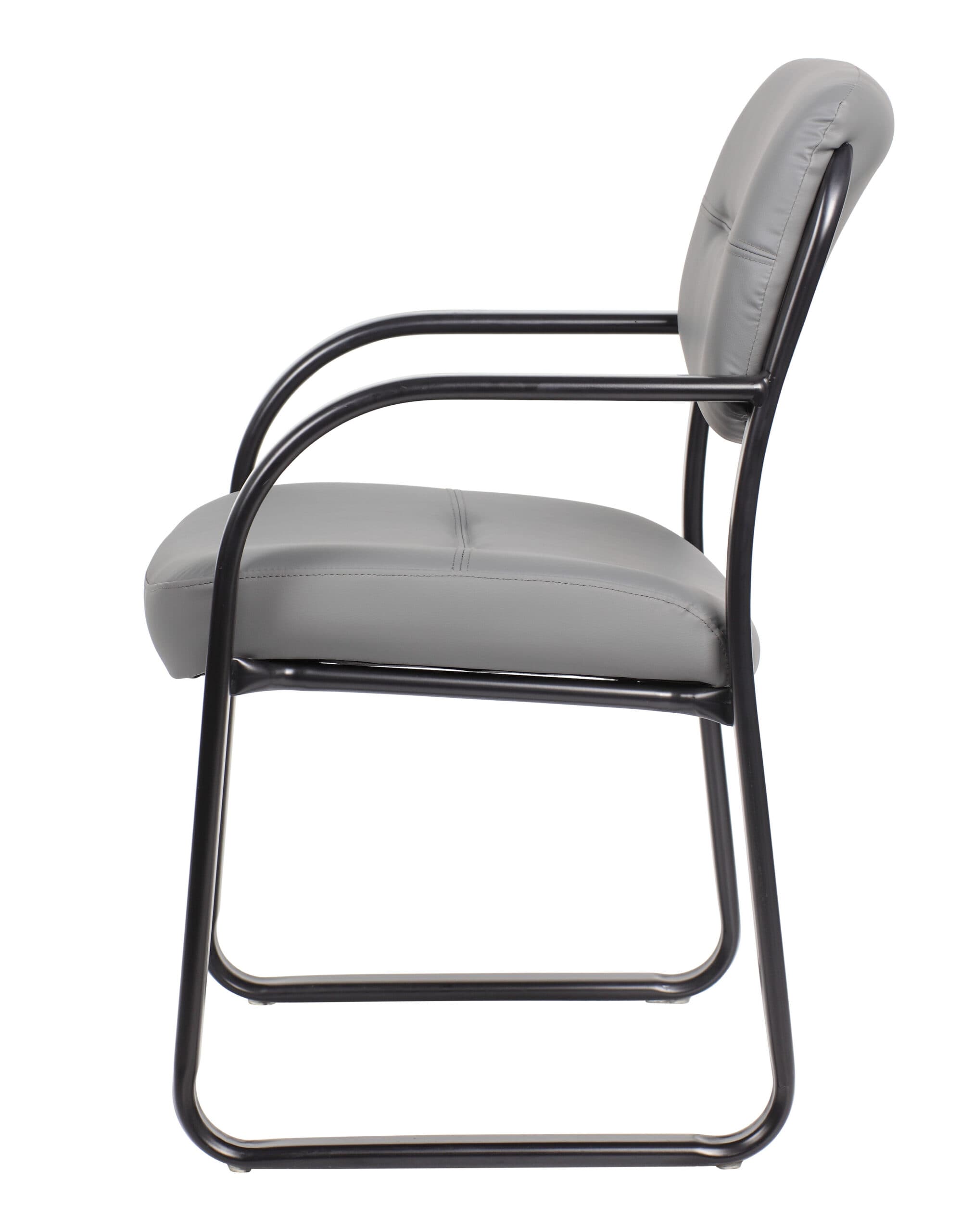 side kick vinyl chair black arms and base with grey vinyl new