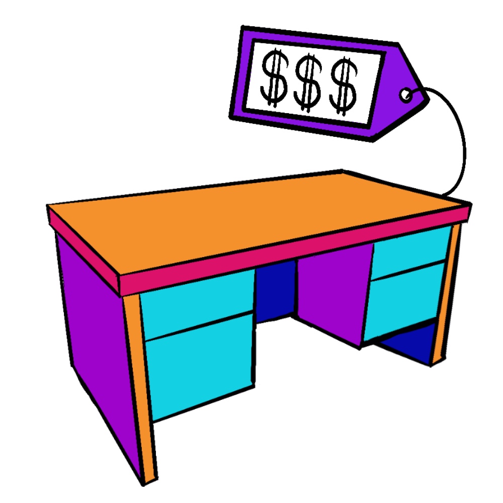 icon of desk with a price tag