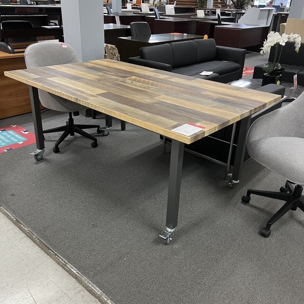 vari butcher block with grey legs laminate conference table