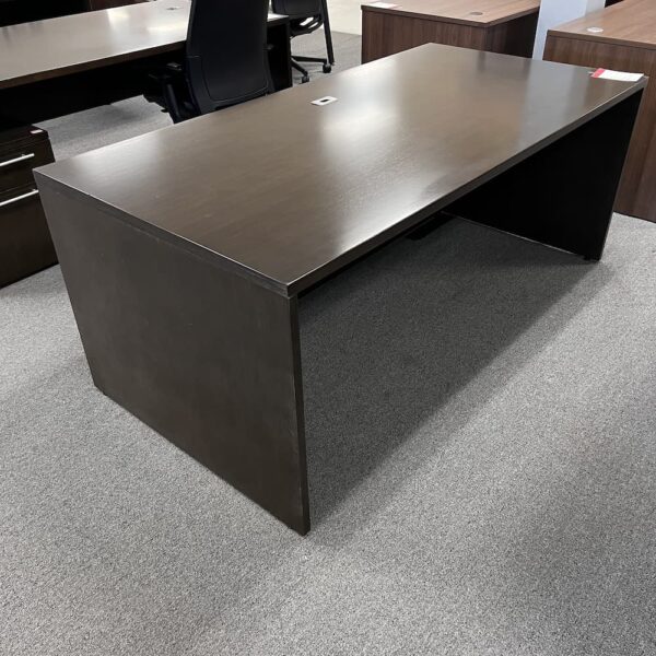 Wood veneer espresso desk shell 72 x 36 used ofs office furniture source