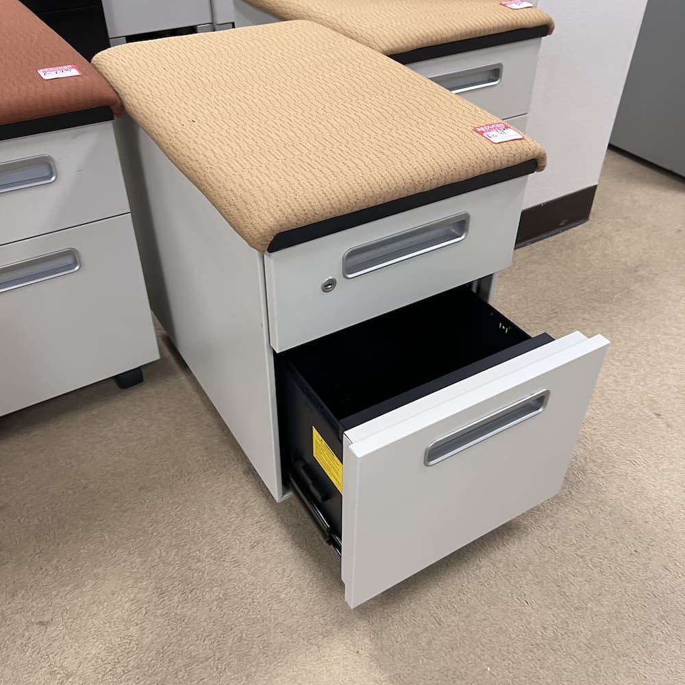 butterscotch padded top rolling pedestal file vertical metal box file steelcase used office furniture