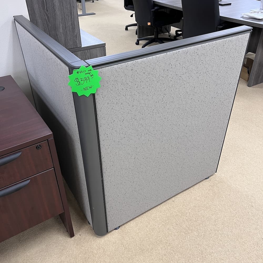 grey fabric corner partition office desk divider short half tall open box