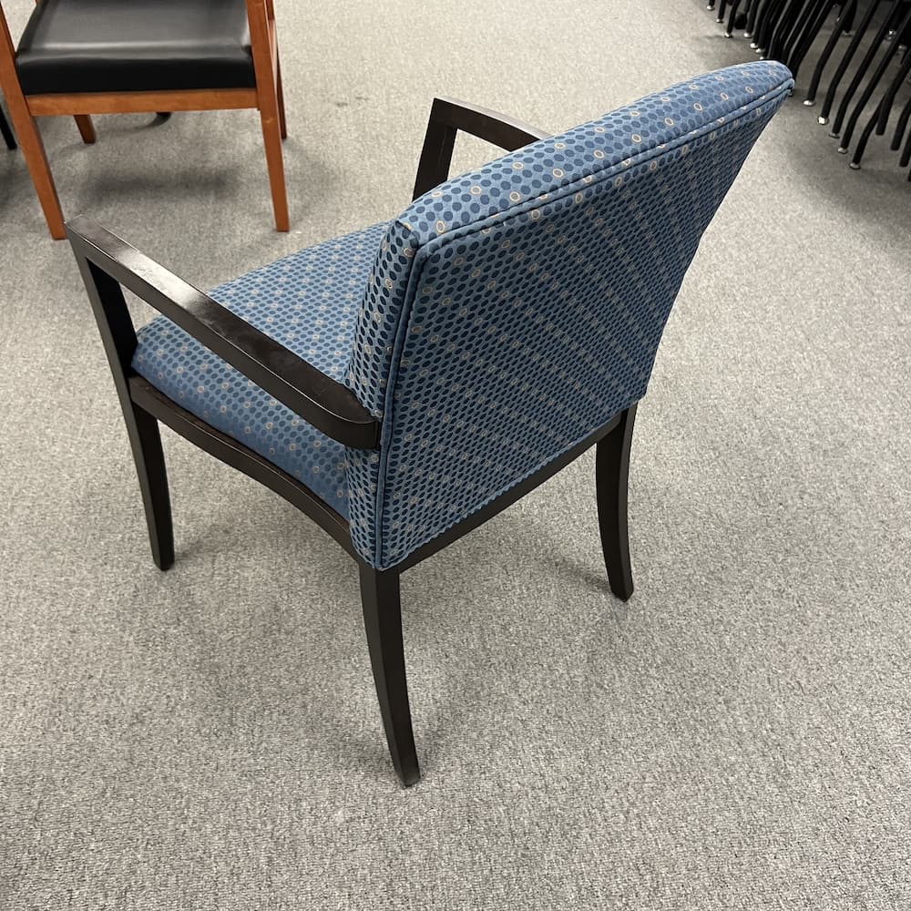 blue upholstery and espresso veneer wood Paoli guest chair