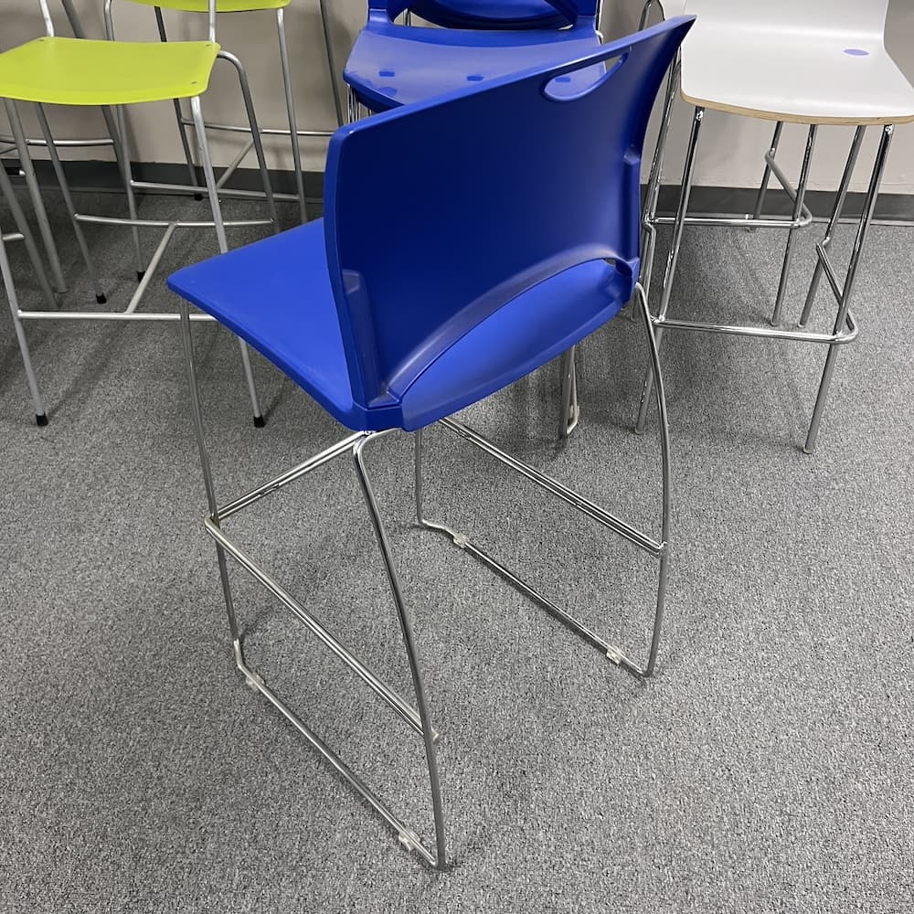 blue plastic stacking bar stool chair sitonit used furniture