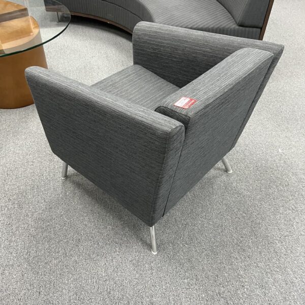 grey upholstered striped arm chair global used commercial office furniture