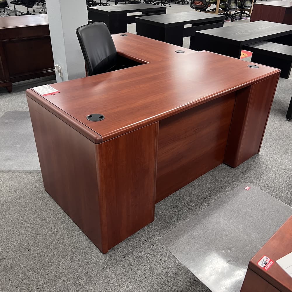 cherry laminate l-desk left return hon brand double pedestal