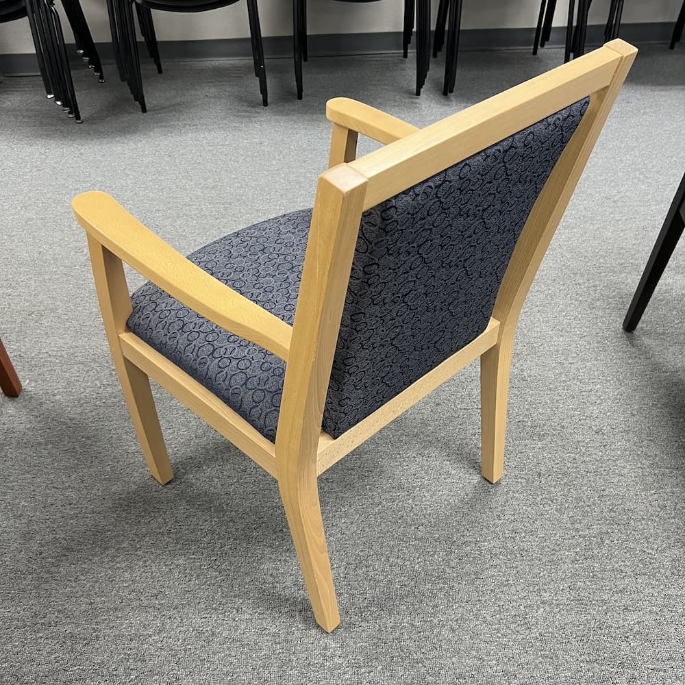 maple veneer wood with blue upholstery guest chair global